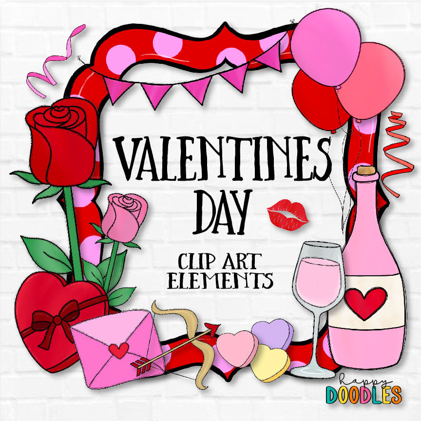 Valentines Day - Hand Draw Clip Art Elements